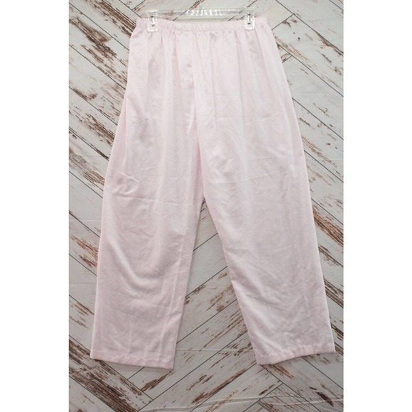 Collete Miss Elaine Pajama Set Large Pink Swiss Dot Shiny Satin Flannel - Picture 6 of 11